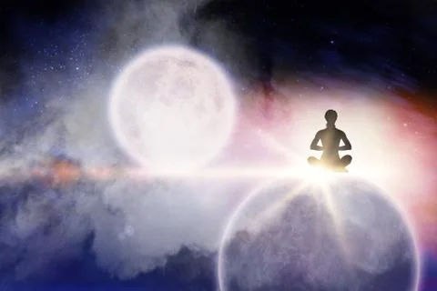 Composite image of vector female practicing meditation Stock Photos