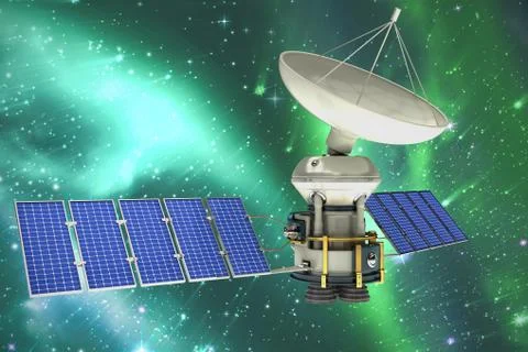 Composite image of vector image of a 3d solar powered satellite 스톡 일러스트