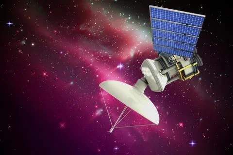Composite image of vector image of a 3d solar powered satellite 스톡 일러스트