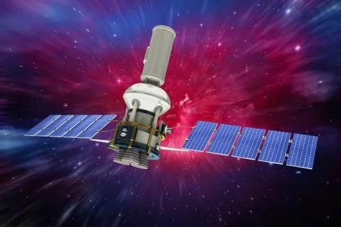 Composite image of vector image of a 3d modern solar satellite 스톡 일러스트