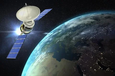 Composite image of vector image of a 3d solar satellite 스톡 일러스트