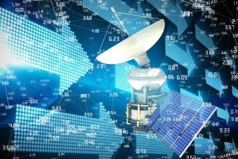 Composite image of vector image of 3d solar powered satellite 스톡 일러스트