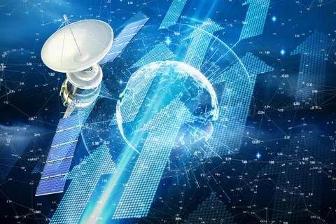 Composite image of vector image of 3d solar satellite Stockillustratie
