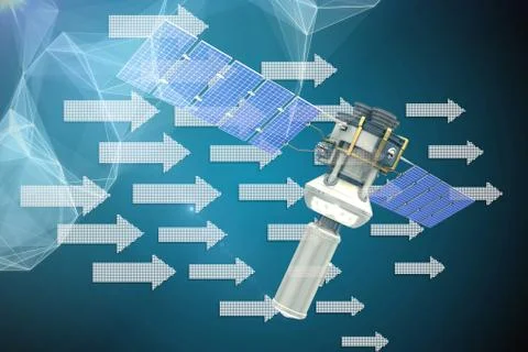 Composite image of vector image of 3d modern solar satellite 스톡 일러스트