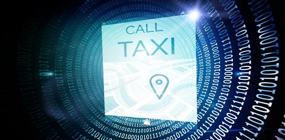 Composite image of vector image of call taxi text with map 스톡 일러스트