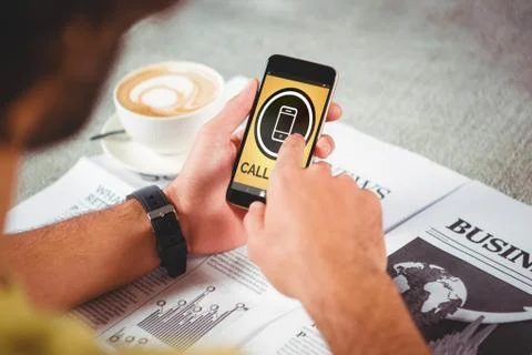 Composite image of vector image of call taxi text with mobile icon Stock Photos