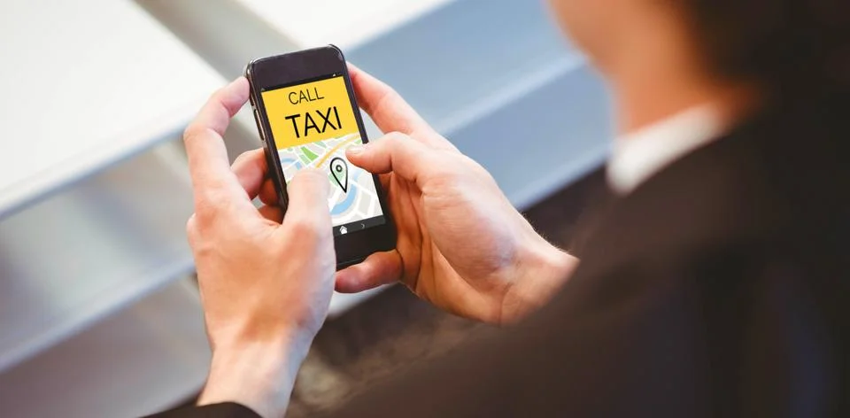Composite image of vector image of call taxi text with map Stock Photos