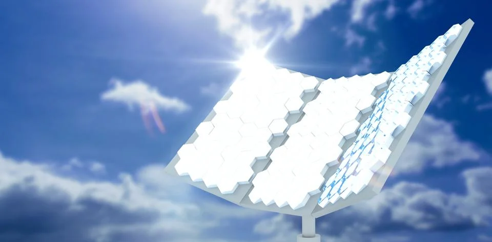 Composite image of vector image of hexagon shaped solar panel Stock Photos