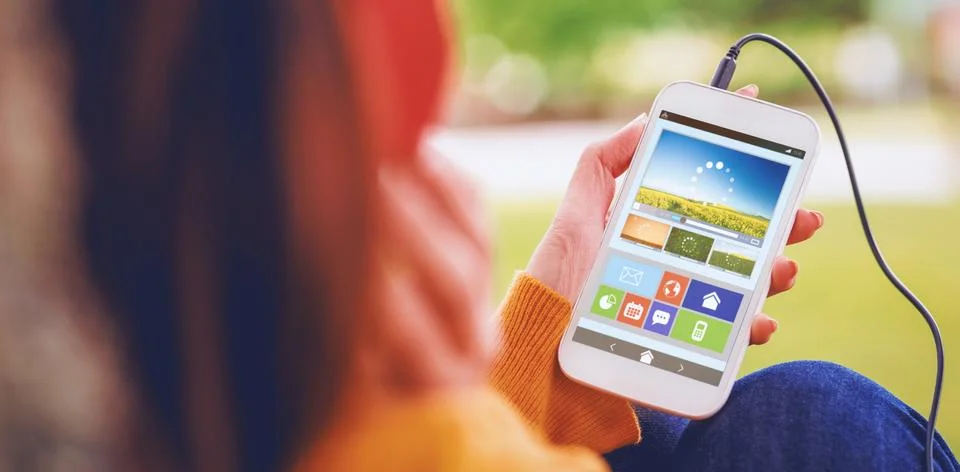 Composite image of vector image of various video and icons Foto stock