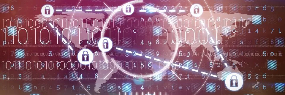 Composite image of vector of security lock with connecting lines Stock Illustration
