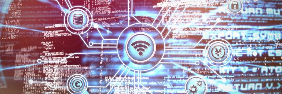Composite image of vector sign of wifi with connecting lines Stock Illustration