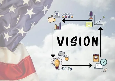 Composite image of vision graph with american flag 스톡 사진