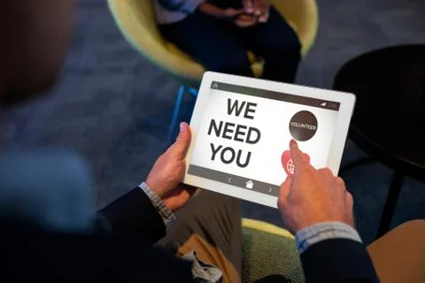 Composite image of we need you text with icons on screen Foto stock