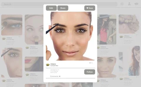 Composite image of website page tutorial eyebrows make-up Stock Illustration