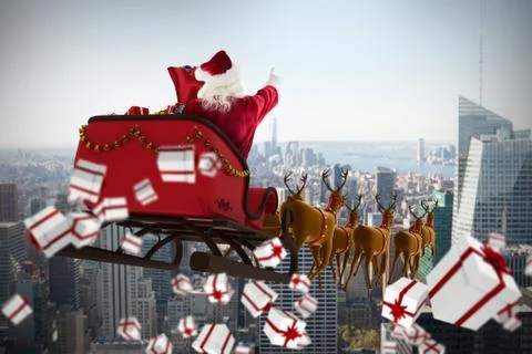 Composite image of white and red christmas presents Ilustración de archivo