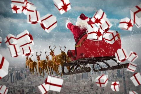 Composite image of white and red christmas presents Illustrazione stock