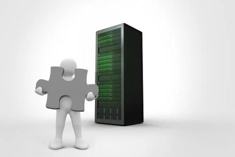 Composite image of white character holding jigsaw piece Illustrazione stock