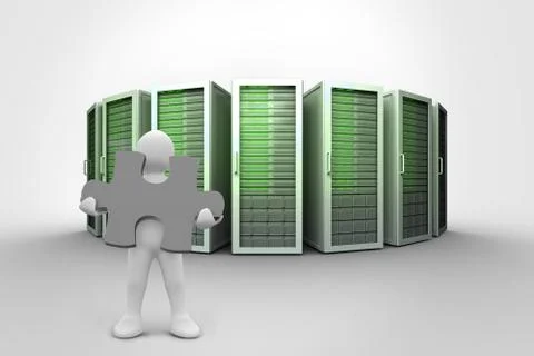 Composite image of white character holding jigsaw piece Stock Illustration