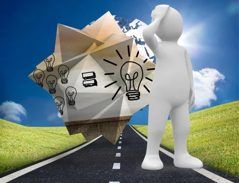 Composite image of white character thinking Illustrazione stock