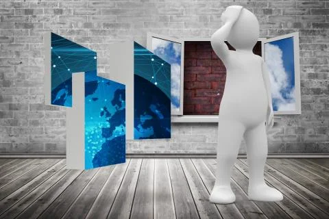 Composite image of white character thinking 스톡 일러스트