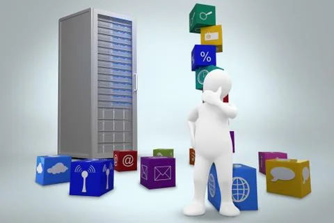 Composite image of white character thinking Stock Illustration