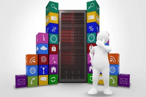 Composite image of white character thinking Illustrazione stock