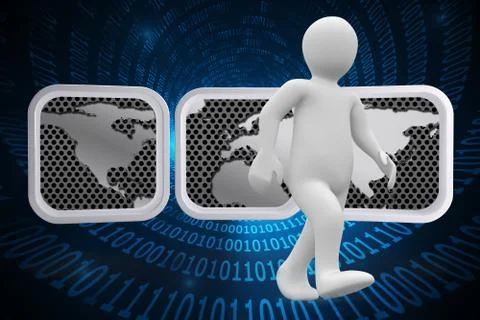 Composite image of white character walking Illustrazione stock