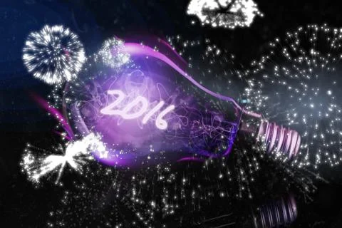 Composite image of white fireworks exploding on black background Illustrazione stock