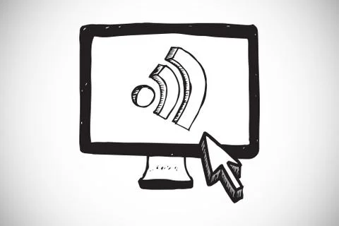 Composite image of wifi icon on computer screen Stock Illustration