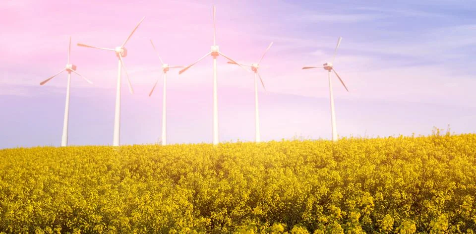 Composite image of windmills side by side against white background 3d Stock Illustration