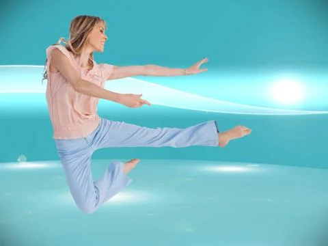 Composite image of woman doing dance pose Stock Illustration