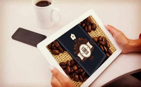 Composite image of woman using tablet pc Stock Illustration