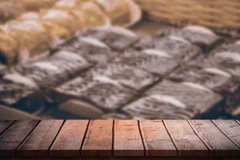 Composite image of wooden table Stock Illustration