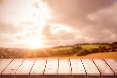 Composite image of wooden table Stock Illustration