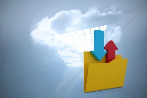 Composite image of yellow folder with arrow sign Stock Illustration