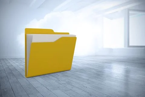 Composite image of yellow folder with document Stock Illustration