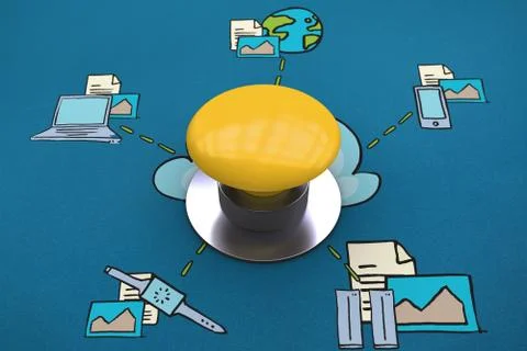 Composite image of yellow push button Stock Illustration