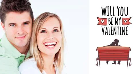 Composite image of young beautiful couple man looking at the camera Stock Illustration