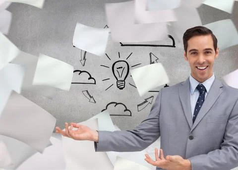 Composite image of young businessman presenting something イラスト素材