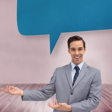 Composite image of young businessman presenting something Stock Illustration