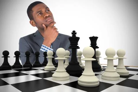 Composite image of young businessman thinking Stock Illustration