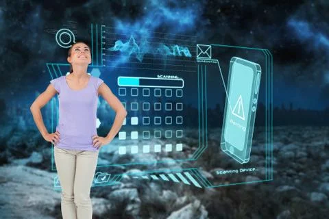 Composite image of young female looking upwards Stock Illustration
