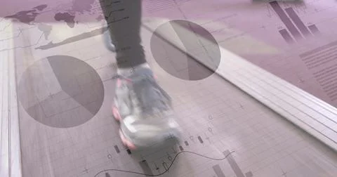 Composite of infographic interface over low section of woman running on Ilustração Stock