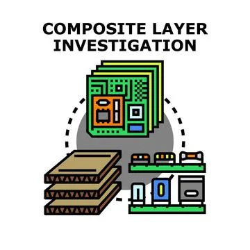Composite layer investigation process with materials and components Stock Illustration
