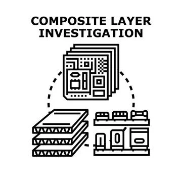 Composite layer investigation process with materials and components Stock Illustration