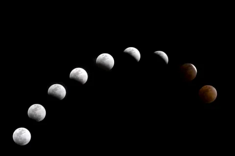 A composite of a lunar eclipse that occurred on february 20 2008 Stock Photos