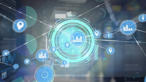 A composite of multiple exposures, showing an infographic of an online Stock Footage 315732626