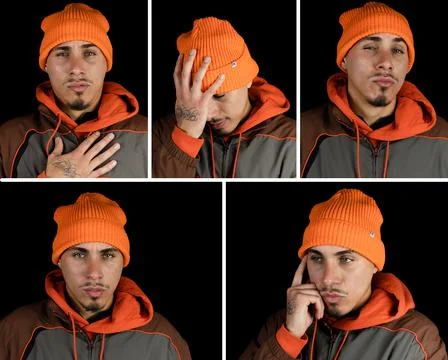 Composite of multiple portraits of the same man Stock Photos