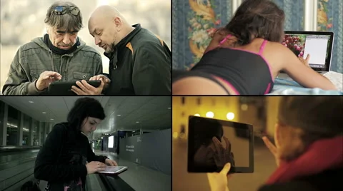 Composite of people using notebook and tablet Stock Footage 40300541