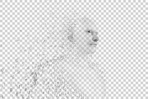 Composite pixelated 3d man Stock Illustration